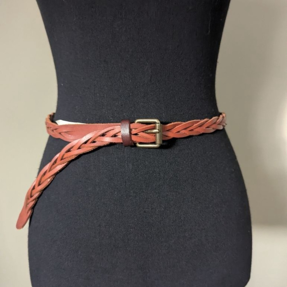 Gap Brown Braided Genuine Leather Belt XS Boho Southwestern Minimalist